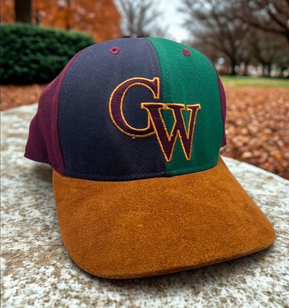 George Washington Revolutionaries GWU Snapback Hat USA Leather Strap Cap Vintage